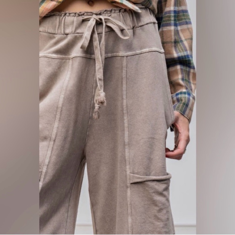Easel Women's Wide Leg Tan Pants - Picture 2 of 15